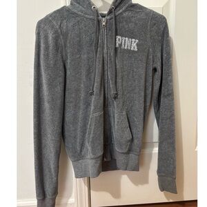 Gray Sequin Velvet Victoria’s Secret PINK Zip up Hoodie